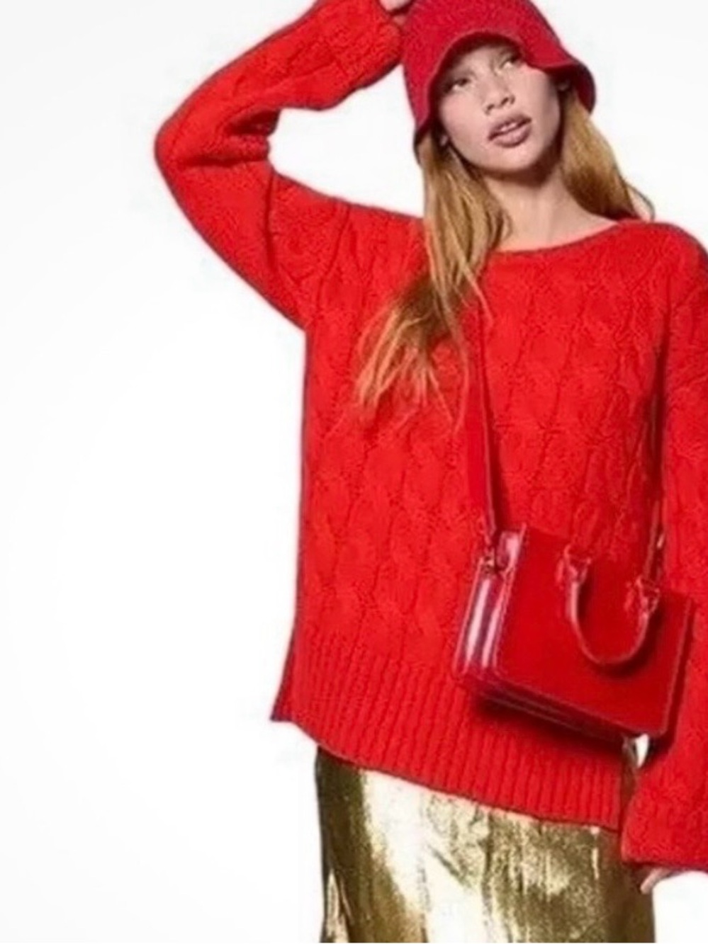 J Crew Red Cable Knit Sweater Sz XS/S